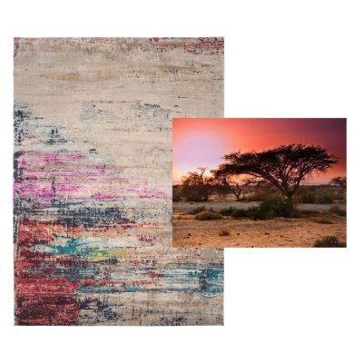 Walter Knoll - Teppich 200x300 Legends Of Carpets Chimbuka Wolle Seide Brennnessel Grau Blau Rot - 2